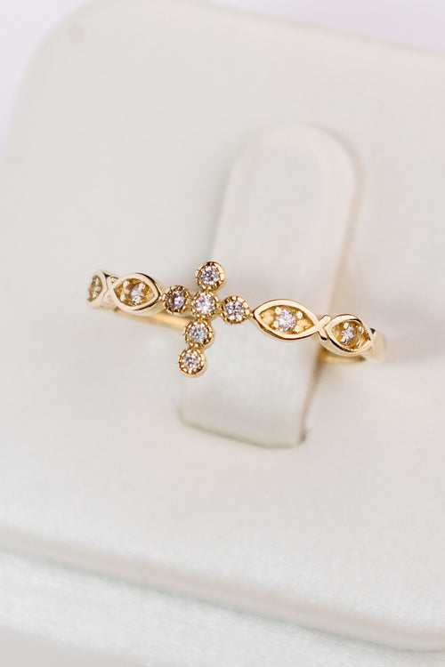 Anillo Cruz 14k