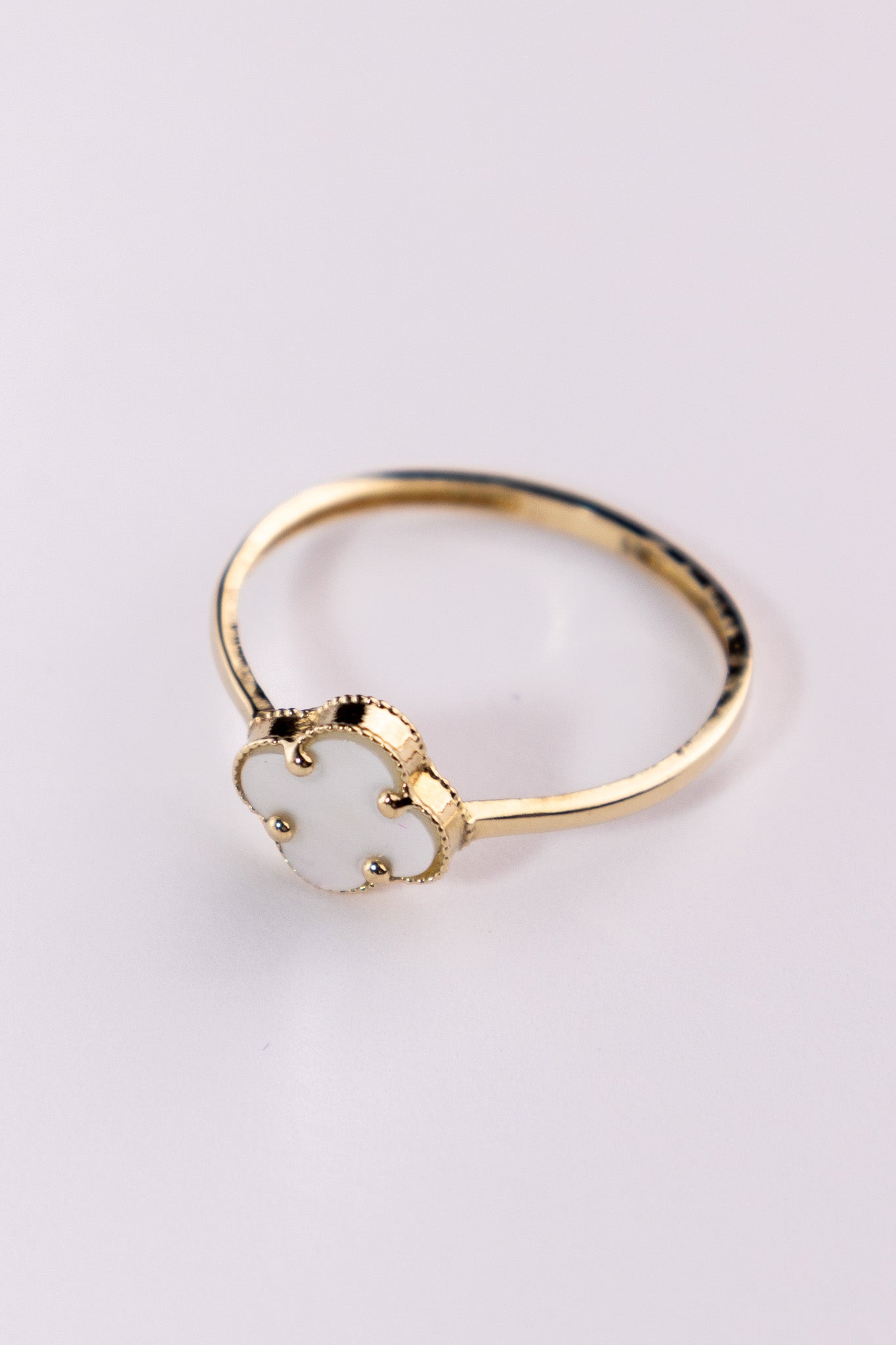 Anillo Trébol Blanco 14k