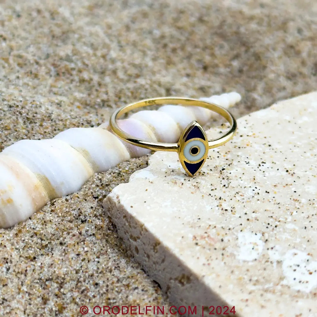 14k Gold Evil Eye Ring